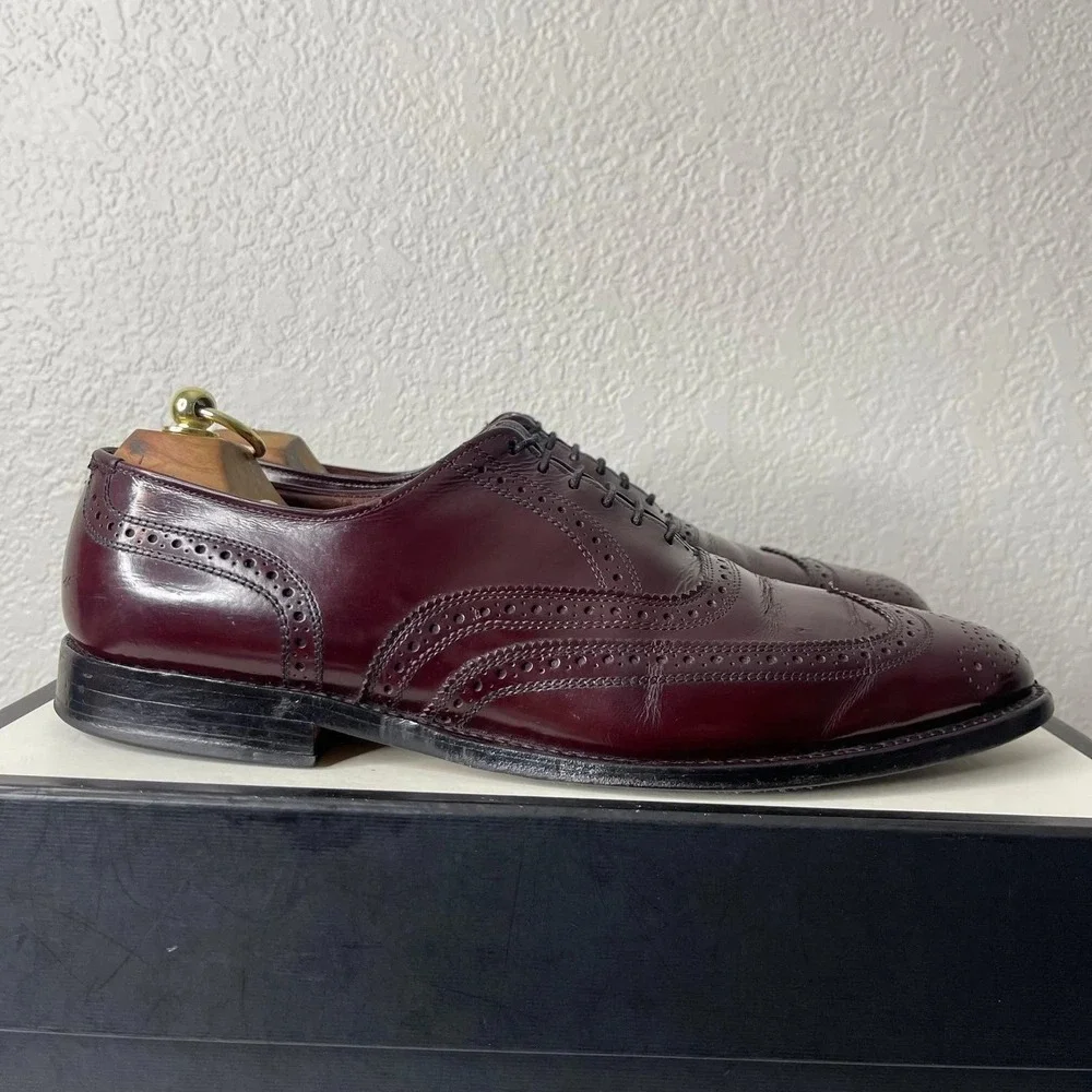 Allen Edmonds Lloyd 14608 Wingtip Burgundy Leather Oxford Dress Shoes Men's 11 C